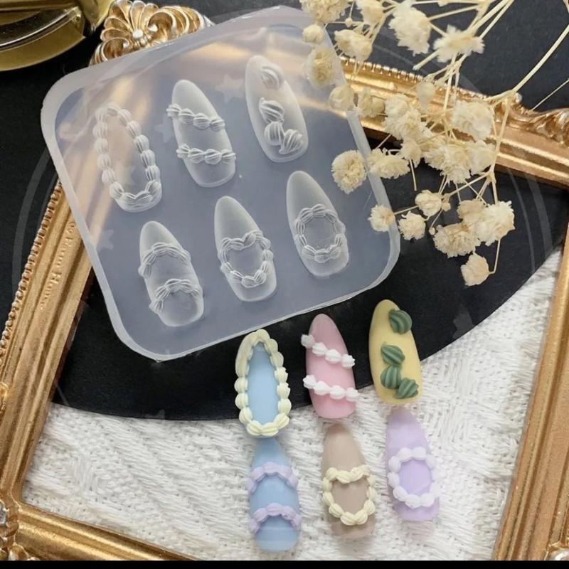 3D Silicone Nail Carving Mold, Cake Cream Design Diy Template For Manicure Nail Charms Decorations