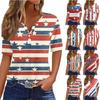 Women's T Shirt Tee Independence Day Print Button Short Sleeve Daily Weekend Fashion Basic V-Neck Regular Top