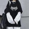 2025 Summer Korean Style Loose Long Sleeve Letter Print Pullover Top for Women