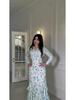 2025 European American Spring Floral Ruffle Long Dress for Women