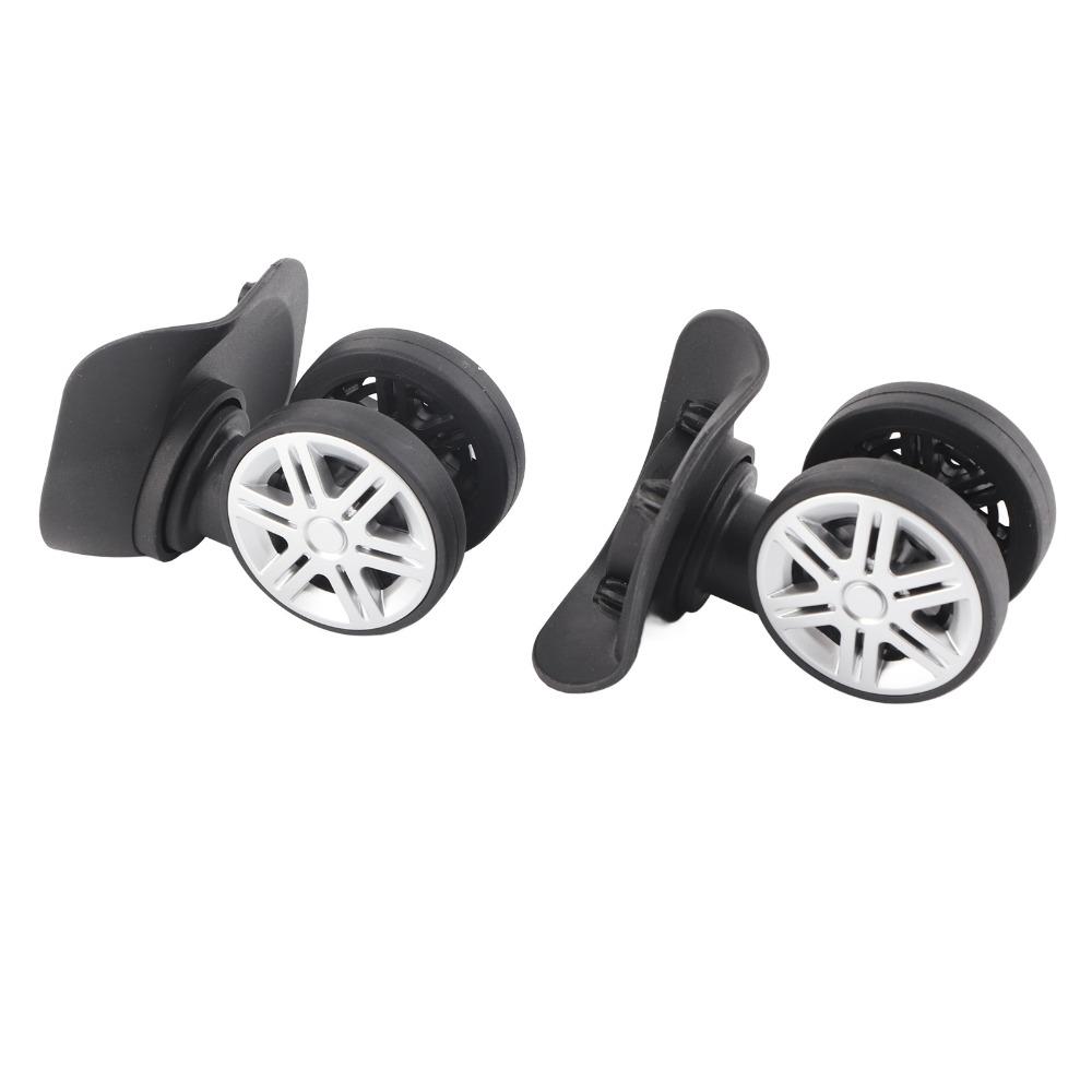 1 Pair Durable Mute Luggage Wheels 360° Rotation Double Row Suitcase Wheels Black Luggage Caster Wheels Travel Box Repair
