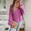 Pullover Frauen 2023 Herbst Winter Sexy Aushöhlen Pullover Polo Kragen Langarm Gestrickte Tops Solide Lose Kleidung 28441