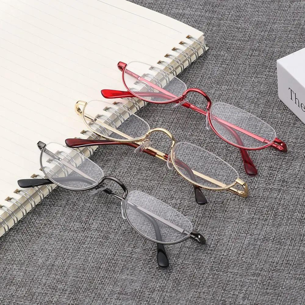 Halbrand Damen Lesebrille Brille Ultraleicht Klar Alterssichtigkeit Brille Tragbar Geschenk Brillengestell Für Herren +2