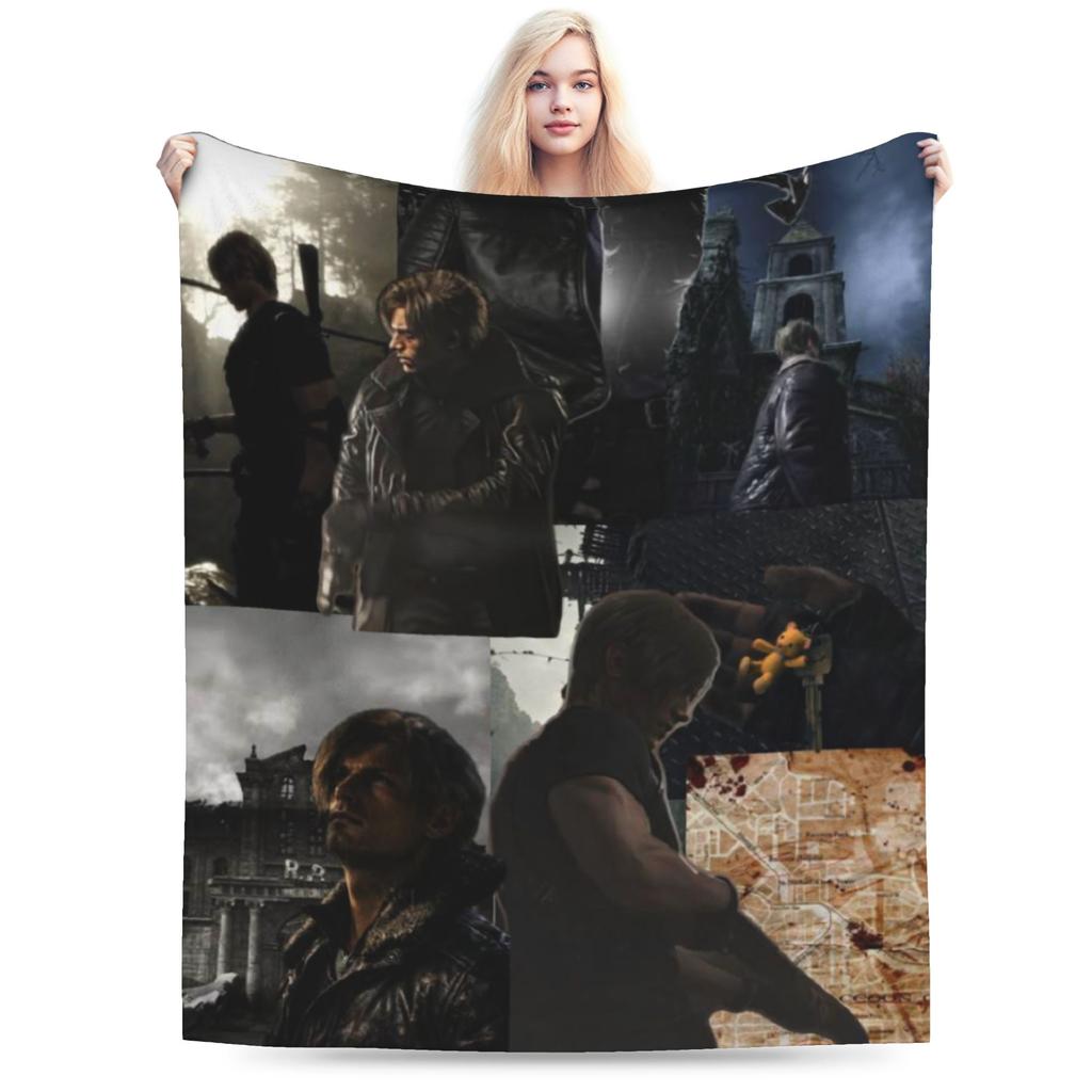 Leon Keneddy Residents Evils Print Blanket For Men Women Super Soft Warm Throw Blankets for Sofa 50x60 Inches Multiple Sizes