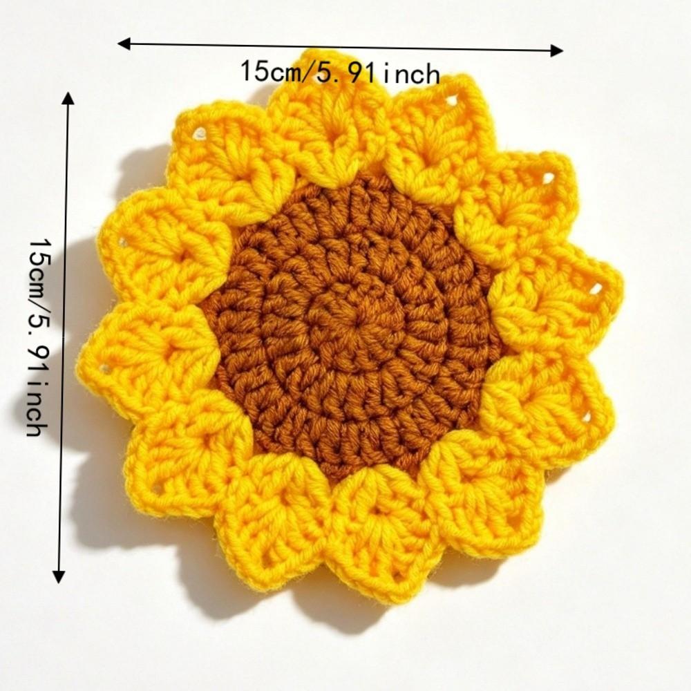 Heat Resistant Trivet Mats Knitted Mug Mat Ins Style Crochet Flower Coasters Coffee Cup Use