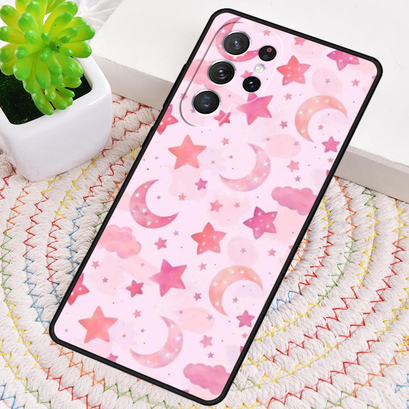 Moon Stars Pastel Silicone Phone Case For Samsung Galaxy Note 10 Pro S26 S25 S24 S23 S22 S21 Plus S25Ultra Capa Cover