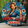 Retro American Metal Wall Sign  Texaco Motor Oil Pinup Girl Design Home Office Bedroom Coffee Shop Decoration Holiday GiftD