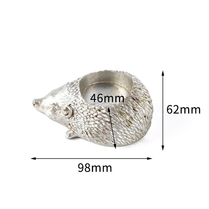 Resin Hedgehog Candle Holder Animal Statue Candlestick Decor Ornament for Home Office Wedding Party Desktop Decoration Art Craft