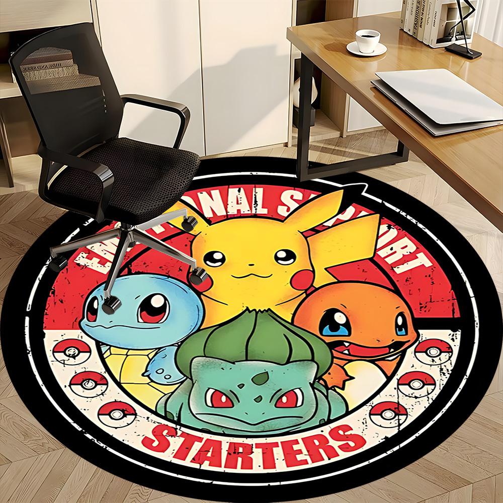 1 Stück Pokémon Starter Büro Runder Teppich, Unter Bürostühlen Schlafzimmer Wohnzimmer Heimdekoration a0926129