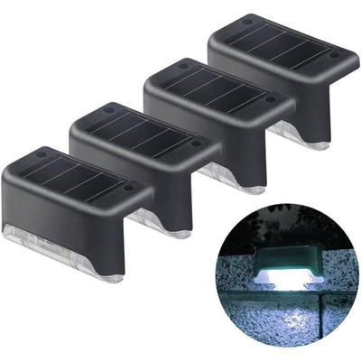 4 Peças Lâmpadas de Deck Solares, Luzes de Degrau Solares Lâmpadas, Solares de LED Impermeáveis, Lâmpadas Solares para Jardim Escadas