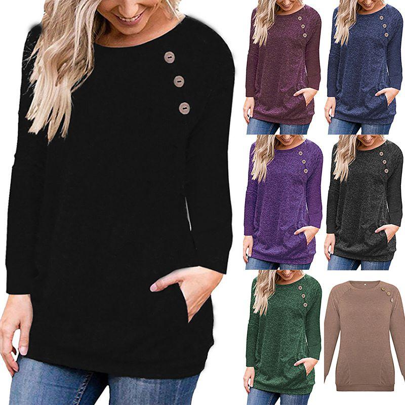 Pull Pull à Manches Longues Décontracté Élégant pour Femme avec Poches Latérales et Coupe Confortable