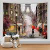 Paris Tapestry Backdrop  Wall Art Eiffel Tower Photo Banner Background European City Landscape Pink  Hanging Decor