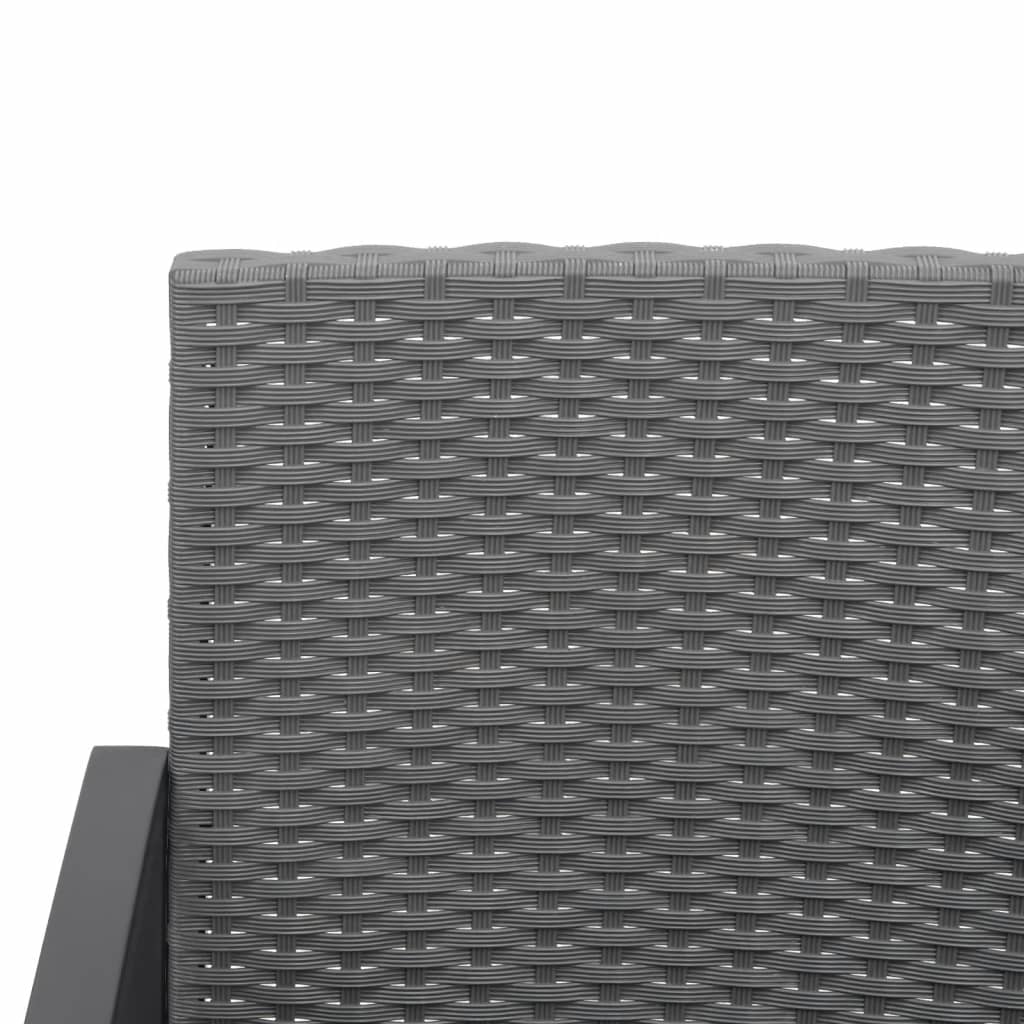 3 Piece Garden Dining Set with Cushions Dark Grey PP Rattan