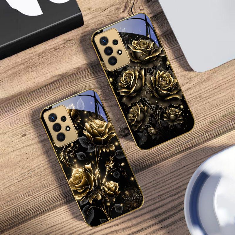 Éclat like jewel Pour Samsung A 01 52S A04 A05S A10 A12 A13 22 23 24 36 42 M02 Note 10 20Ultra 8 9 Coque de téléphone en verre doré