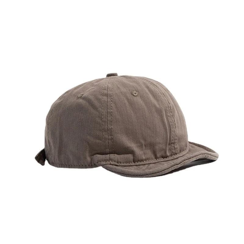 New Unisex Retro Washed Short Brim Baseball Cap, Adjustable Snapback Hip Hop Sunscreen Design, For Men Women Outdoor Daily Wear
