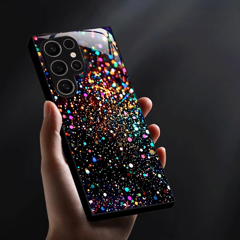 Étoile Filante Colorée Exquis luxe Haut de gamme Coque de Téléphone Coque de Téléphone en Verre pour Samsung Galaxy S26 S25 S24 S23 S22 S21 FE,Ultra,Plus