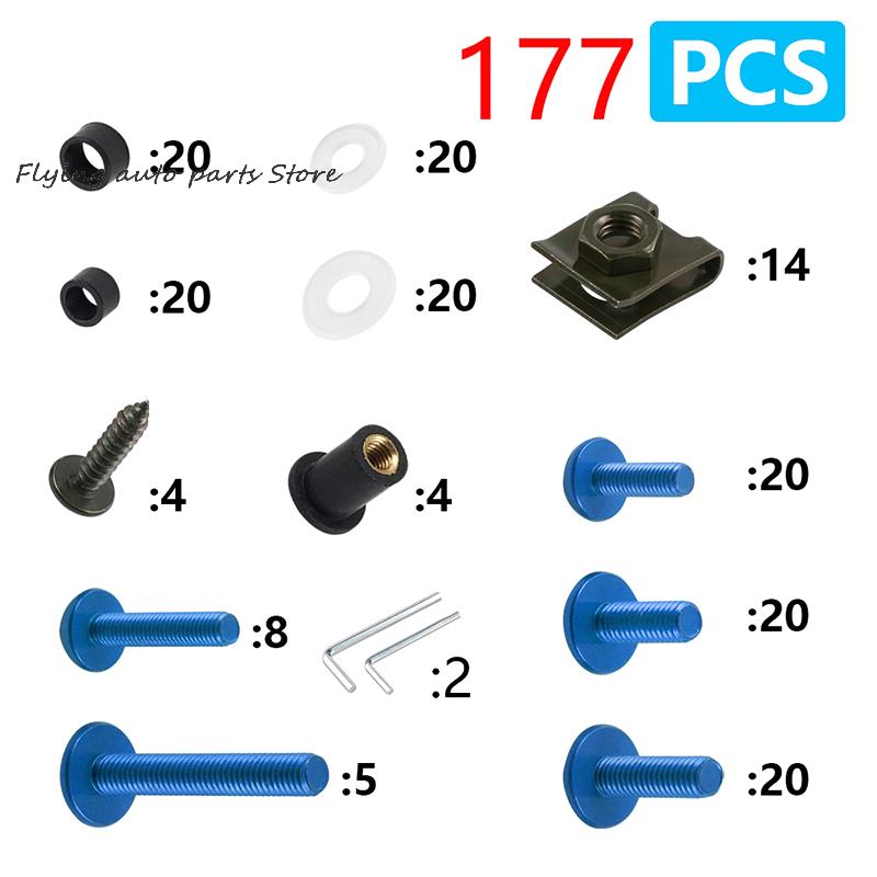 Kit di Bulloni Viti Dadi per Carene Moto in Lega CNC da 177 Pezzi Per GSXR 600 750 1000 K1-K8 Z750 Z900 Z1000 Z800 400 300