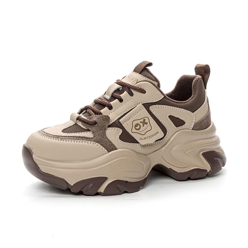 Tendances Automne 2024 Chaussures Dad pour Femmes à Semelles Épaisses en Cuir Véritable - Style Tendance et Sportif Tout-Allant