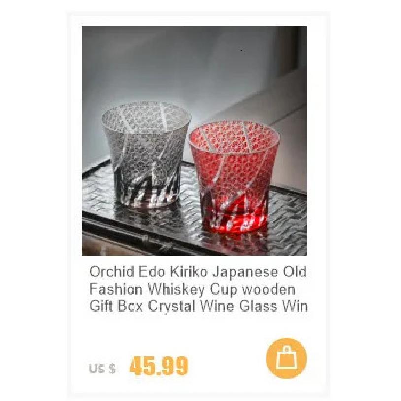 Peacock Open Screen Edo Kiriko Manual Cut Purple Crystal Glass Wine Snifter Brandy Tumbler Rock Glasses Whisky Cup Glassware
