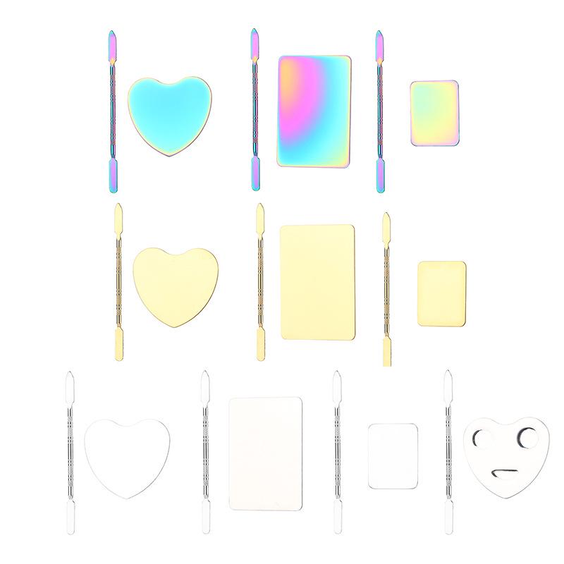 Stainless Steel Nail Art & Makeup Palette Set for Foundation and Eyeshadow