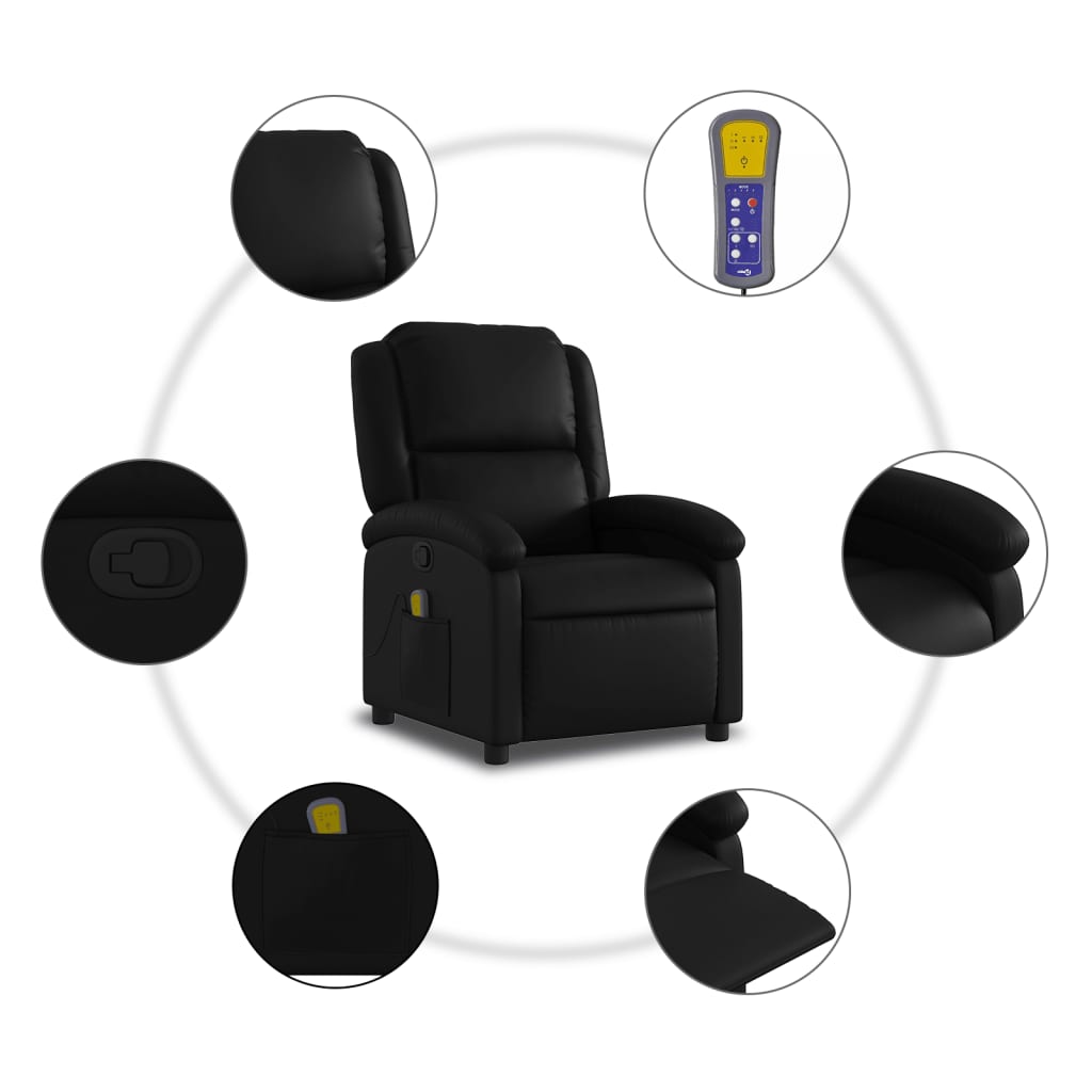 Massage Relax Chair Synthetic Leather Black