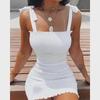 2022 Neues One-Shoulder-Kleid mit Hosenträger-Print im Tube-Top