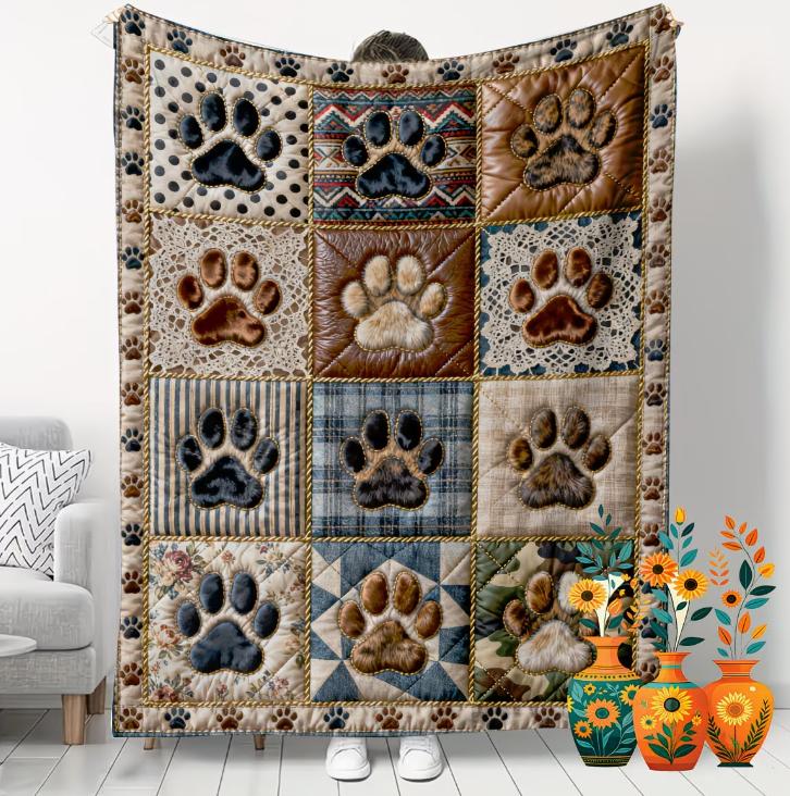 2D Flat 1pc Colorful Paw Prints Used for Sofa, Bedroom, Living Room, Bed, Couch, Chair Soft and Warm Blanket