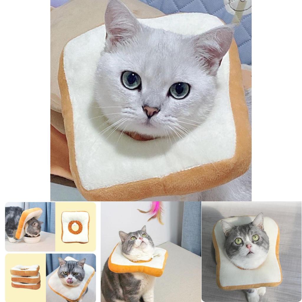 Verstellbarer Toastbrot-Elisabethkragen für Katzen und Hunde, niedliches Cartoon-Design