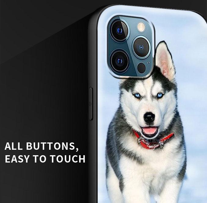 Alaskan Husky Hund Niedlicher Welpe Luxus Handyhülle für iPhone 13 15 14 12 11 Pro MAX XR X SE XS 7 8 Plus Silikon Schwarz Matt Hülle