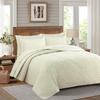 American-Style Quilted Cotton Bedspread Set - 3-Piece Washed Solid Color Bedding