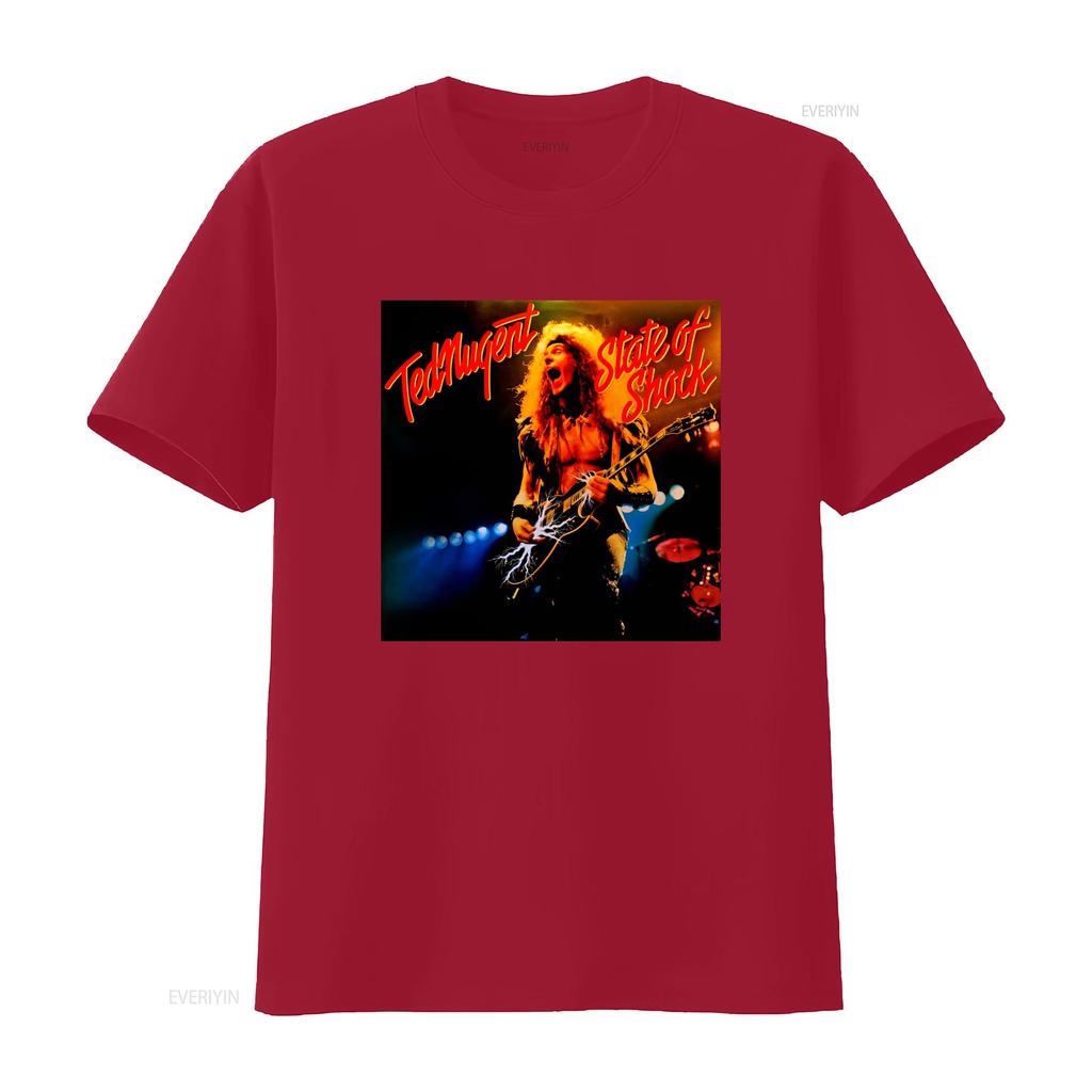 Ted Nugent State Of Shock Vintage Rock Band T Shirt 90s Style Black Rare Double Sided Sizes S 5XL F030 Vintage Washed Fashion