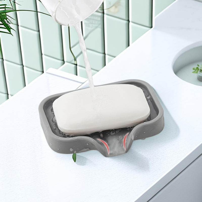 1 pachet cutie de săpun de scurgere din silicon Bucătărie Baie Tavă anti-alunecare pentru chiuvetă Masă de spălat creativă Tavă pentru săpun Suport de scurgere cu perforare gratuită