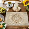 4pcs Retro Beige Floral Placemats  Mandala DesignHeat-Resistant, Durable Easy-Clean, Ideal for Kitchen & Dining Table Protection