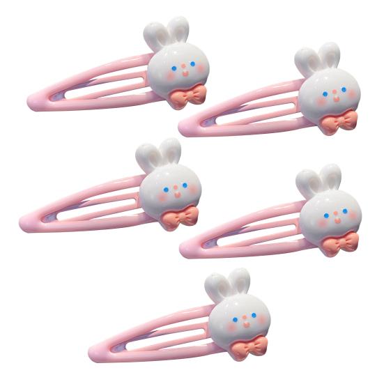 5Pcs Girls Hairpin Cartoon Bunny Star Decor Hair Clip No Scalp Side Bang Hair Pin Childlike Hair Accessories
