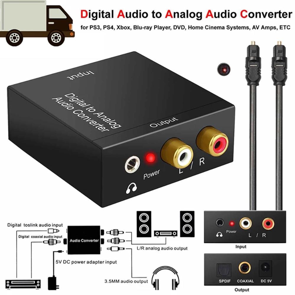Convertisseur Audio Numérique DAC Optique SPDIF Toslink Coaxial vers 3,5 mm AUX L/R RCA Sortie Analogique Amplificateur Casque Décodeur pour TVBon produit