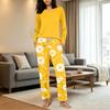 Set Pigiama Casual Stampato da Donna con Girocollo e Vestibilità Larga per Pigiama e Abbigliamento da Casa