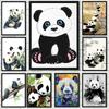 Leuke Cartoon Panda Eten Bamboe Canvas Schilderijen Wall Art Foto Posters en Prints voor Living Kids Slaapkamer Woondecoratie Geen Frame