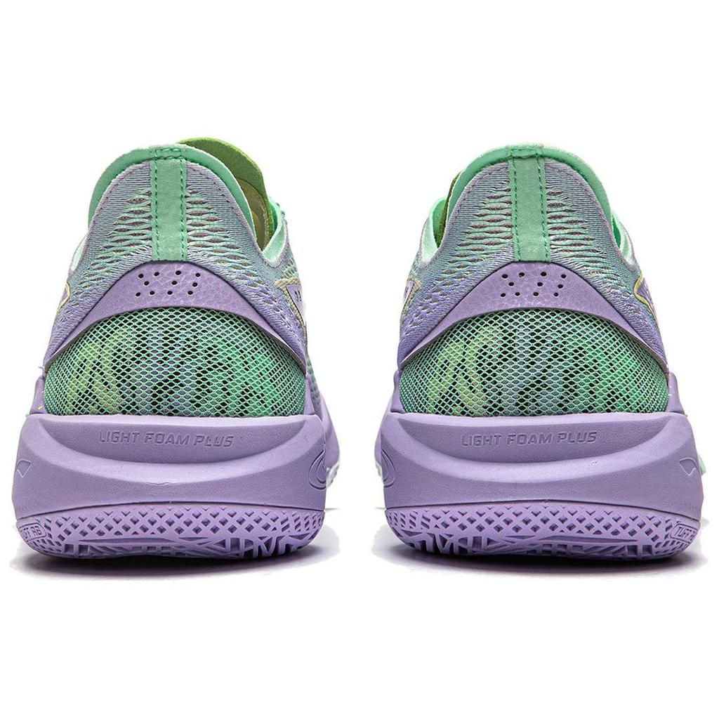 Li Ning SONIC 12 V2 Cushioning Slip Resistant Abrasion Resistant Breathable Low Top Basketball Shoes Men's Green Purple ABAU027-5
