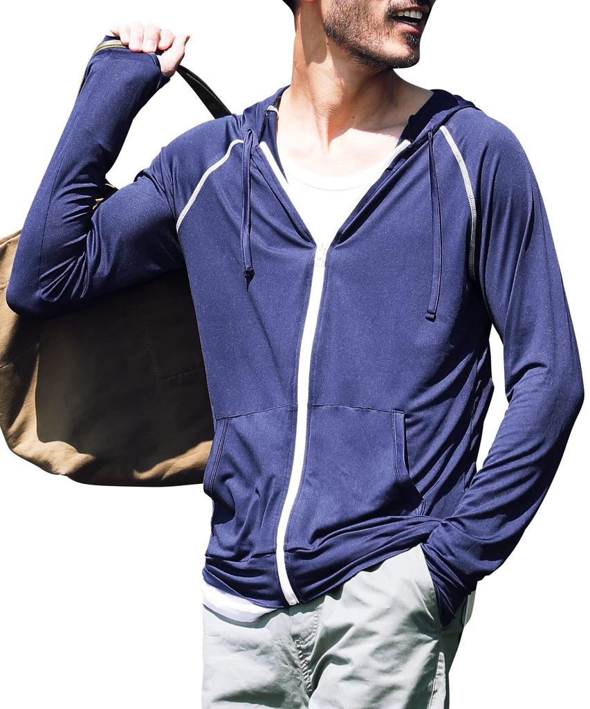 JIGGYS SHOP UV Protection Rash Guard Hoodie for Men and Women, UPF 50+ Sun Protection, Sweat-Wicking, Quick-Drying, UV Protection, XL, Navy
