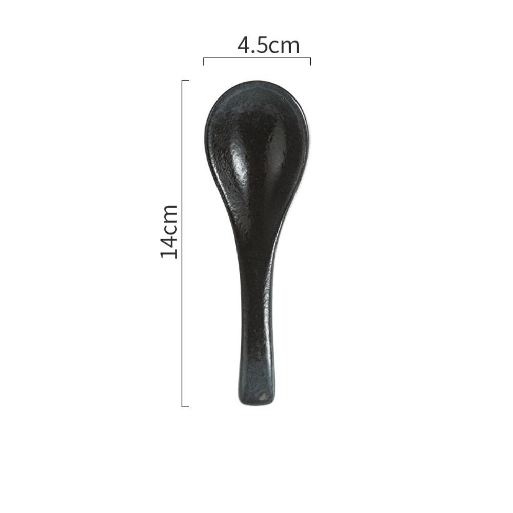 Retro 14CM Ceramic Soup Spoon Kiln Change Japanese-style Kitchen Teaspoon Microwavable Thickened Tableware Home