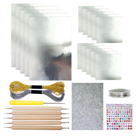 Kit Artă și Meșteșuguri cu Folie, Unelte de Embosare cu Foi de Folie de Aluminiu, Rulouri de Sârmă, Autocolante, Kit de Embosare Folie pentru Pictură, Meșteșuguri DIY, Decorațiune