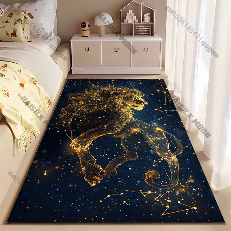 Celestial Lion Glowing Constellations Carpet Yoga Living Room Room Decor Children's Crawling Mat Doormat Area Rug