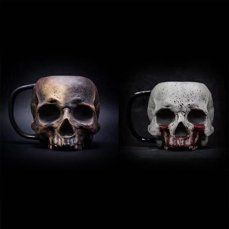 17 oz Živicový pohár na pivo s lebkou, Viking Warrior Hrnček Tankard s lebkou, Stredoveký hrnček na nápoje s lebkou na kávu/nápoje/džús