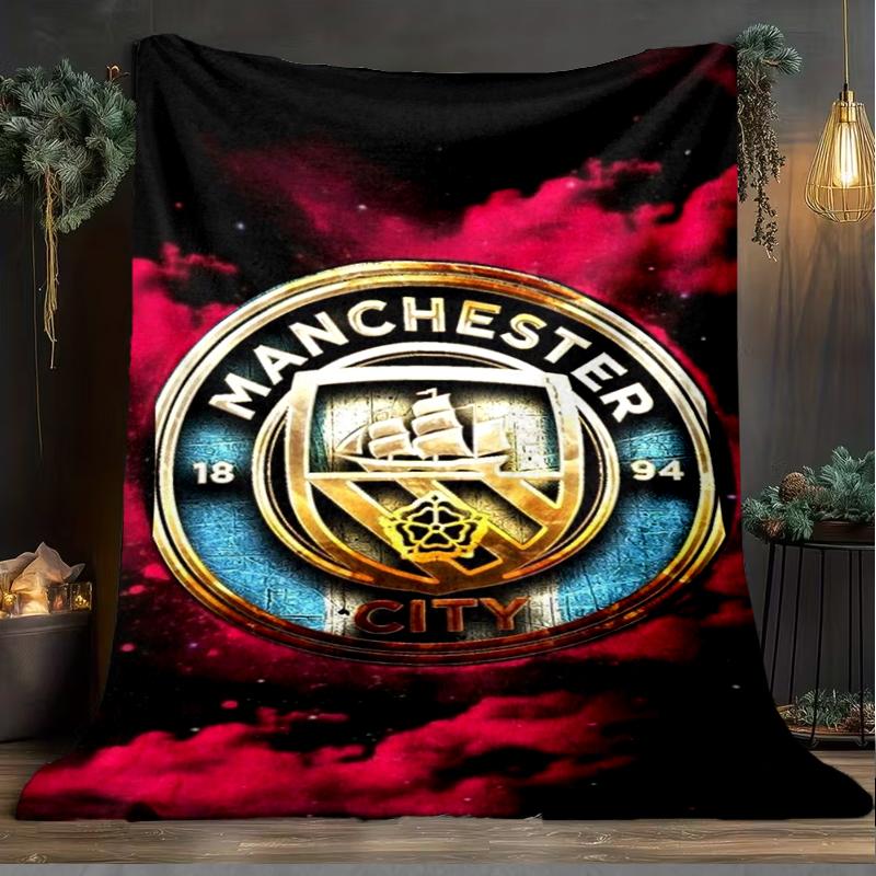 1PC Manchester City F.C Printed Soft Flannel Blanket Throw for Adult Bedroom Living Room Sofa Camping Travel Fan Gifts Christmas Gifts