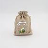 Christmas Hessian Gift Bags with Drawstring for Small Gifts, Candy & Apples