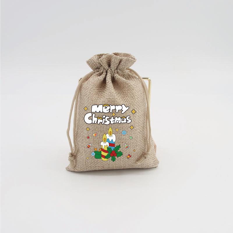 Christmas Hessian Gift Bags with Drawstring for Small Gifts, Candy & Apples