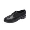 Women's Autumn 2025 British Style Genuine Leather Loafers - Black Flat Bottom, Mid-Heel, Soft-Toe Shoes