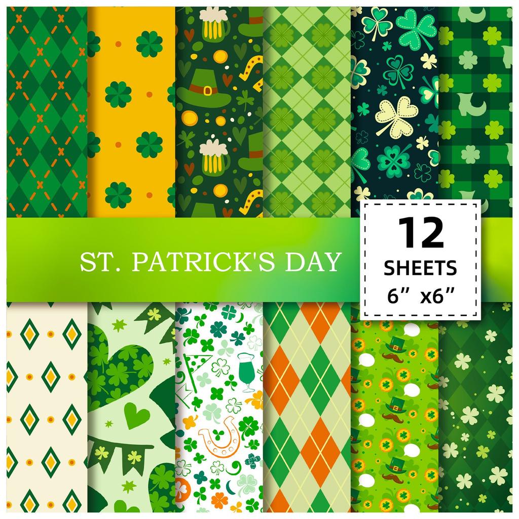 12PCS St. Patrick Series Material Paper Background Decoration Diy Wrapping Paper