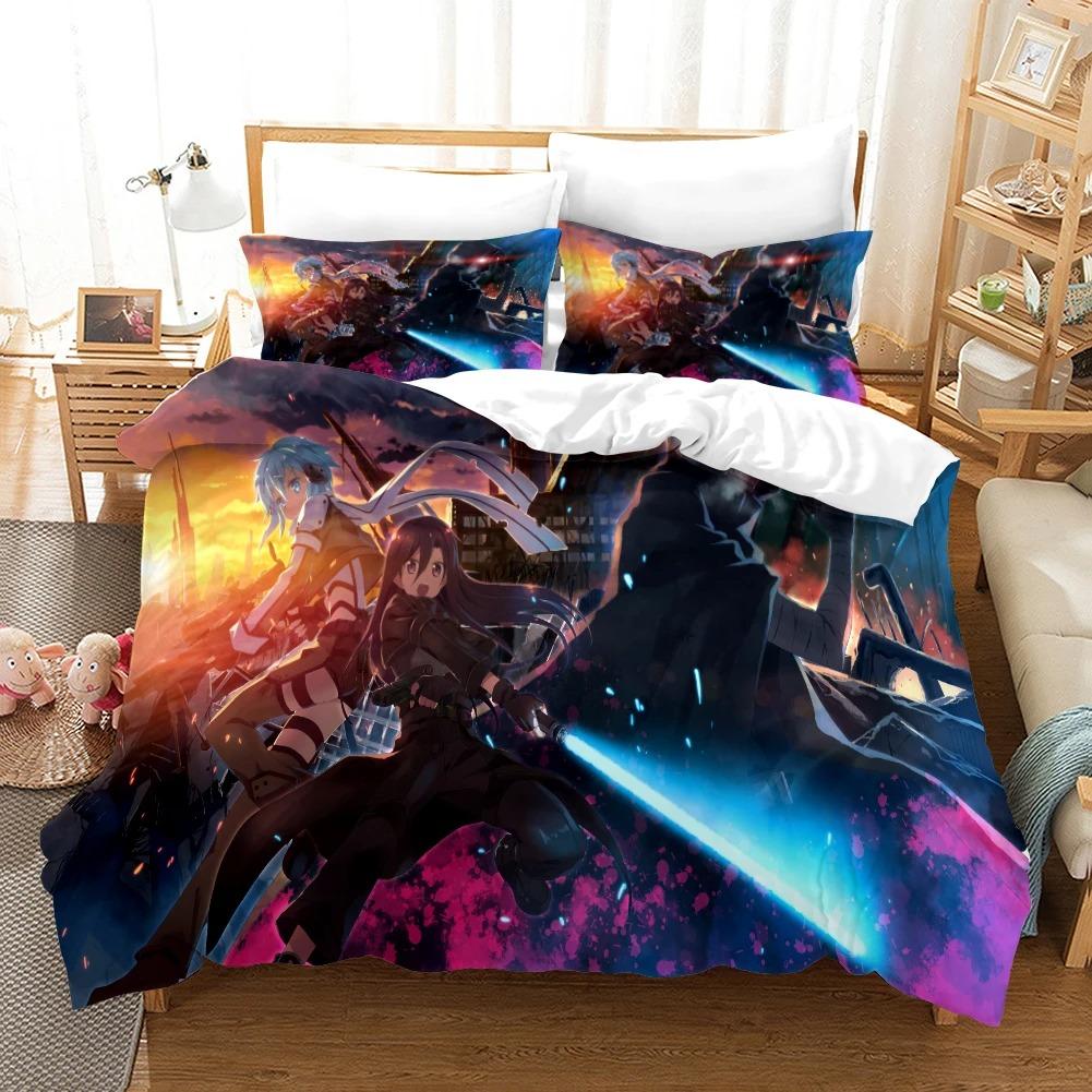 3D Printed Sword Art Online Duvet Cover Set with Pillowcase Anime Bedding High Quality Soft Comfortable