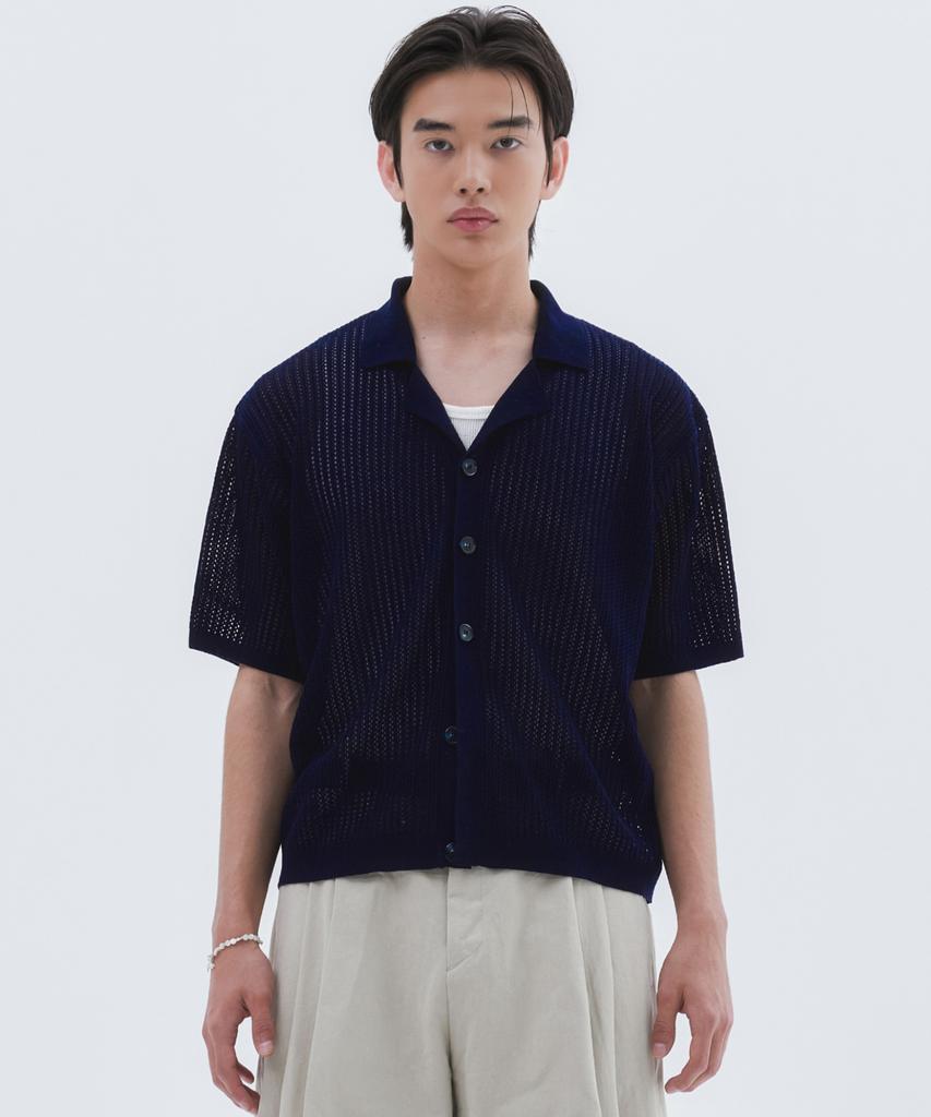 TRIP LE SENS Washable Cruise Half Knit Shirt_Navy